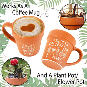 Close-up of Hzizi shovel spoon stirring coffee in plant mug.
