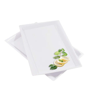 I00000 rectangle serving tray top view, twist design for stylish displays.