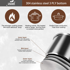iabler 18/8 stainless steel inner pot with 3-ply bottom and polished finish