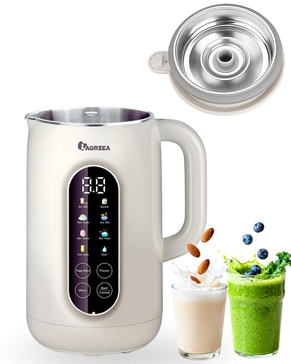 IAGREEA 10-in-1 nut milk maker front view, compact kitchen companion for quick drinks.