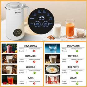 IAGREEA 8-in-1 nut milk maker digital panel for one-touch convenience.