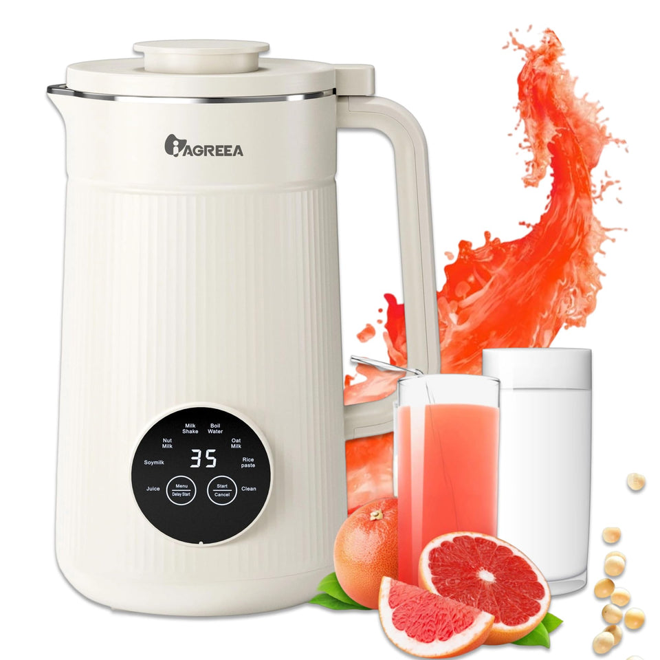 IAGREEA 8-in-1 nut milk maker front view highlighting compact kitchen-friendly design.