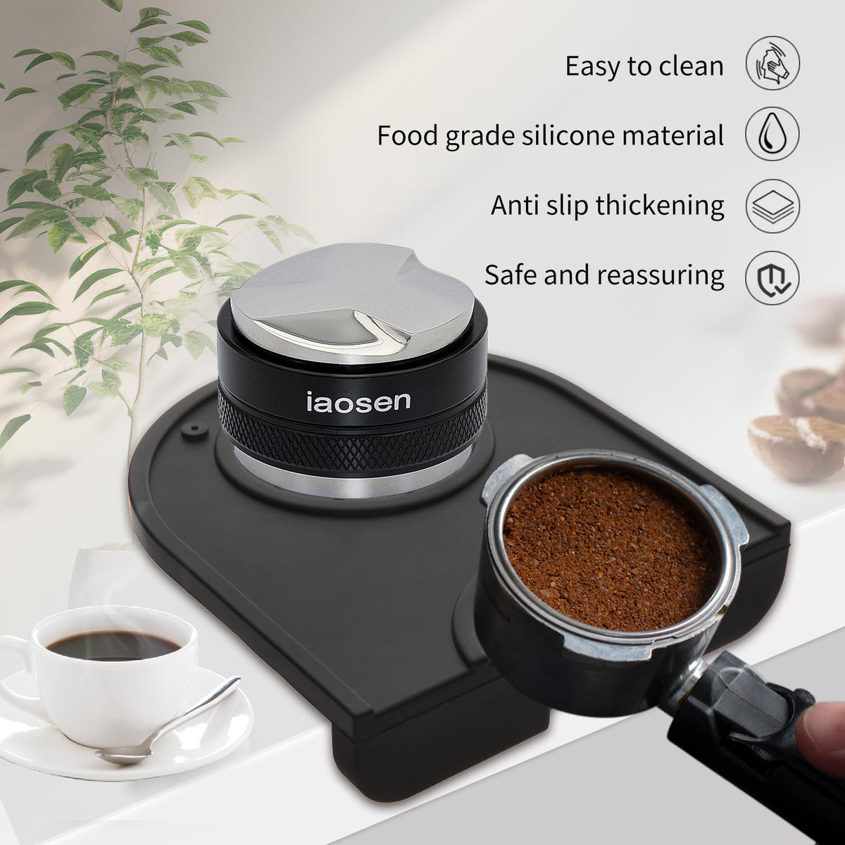 IAOSEN large-capacity knock box holds more grounds with deep groove