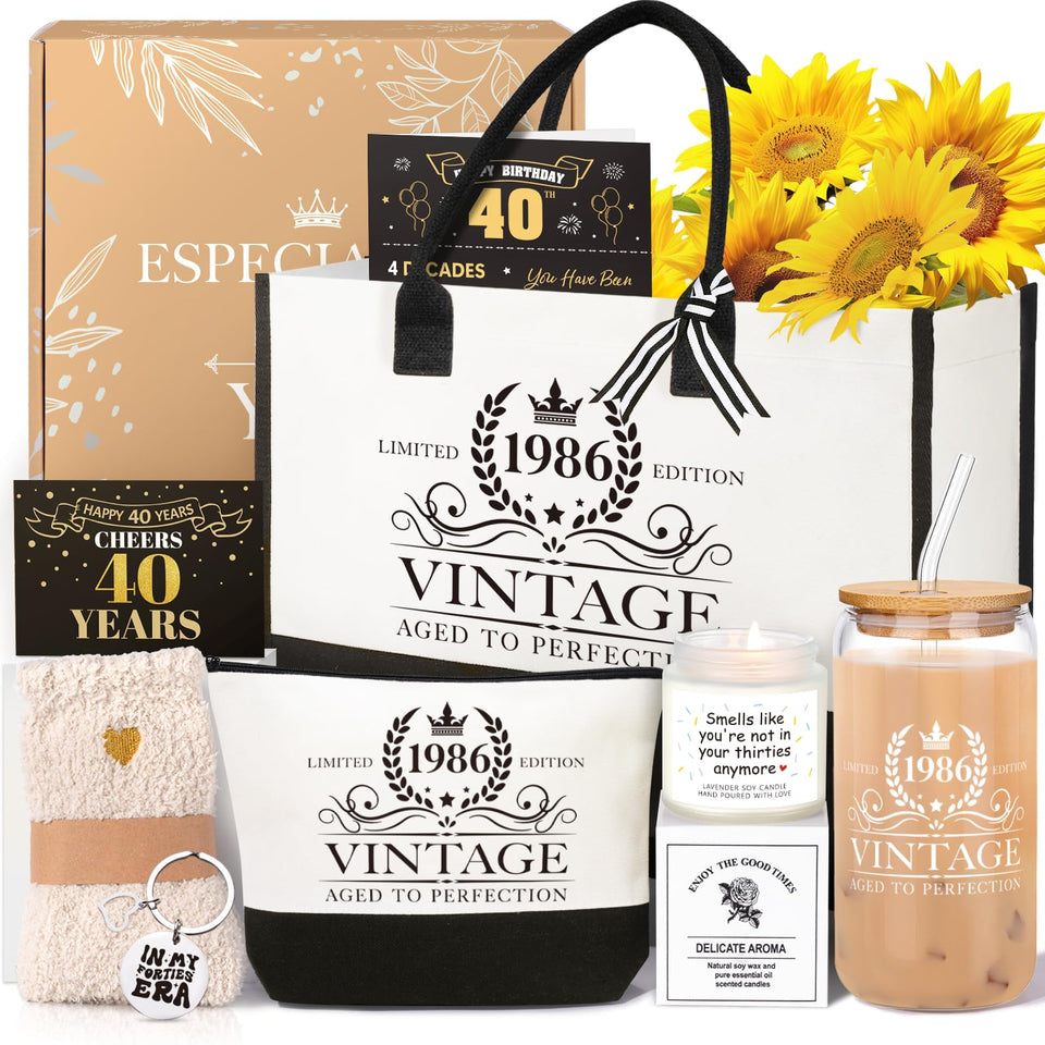 iAOVUEBY 40th birthday tote bag, spacious and versatile for daily use.