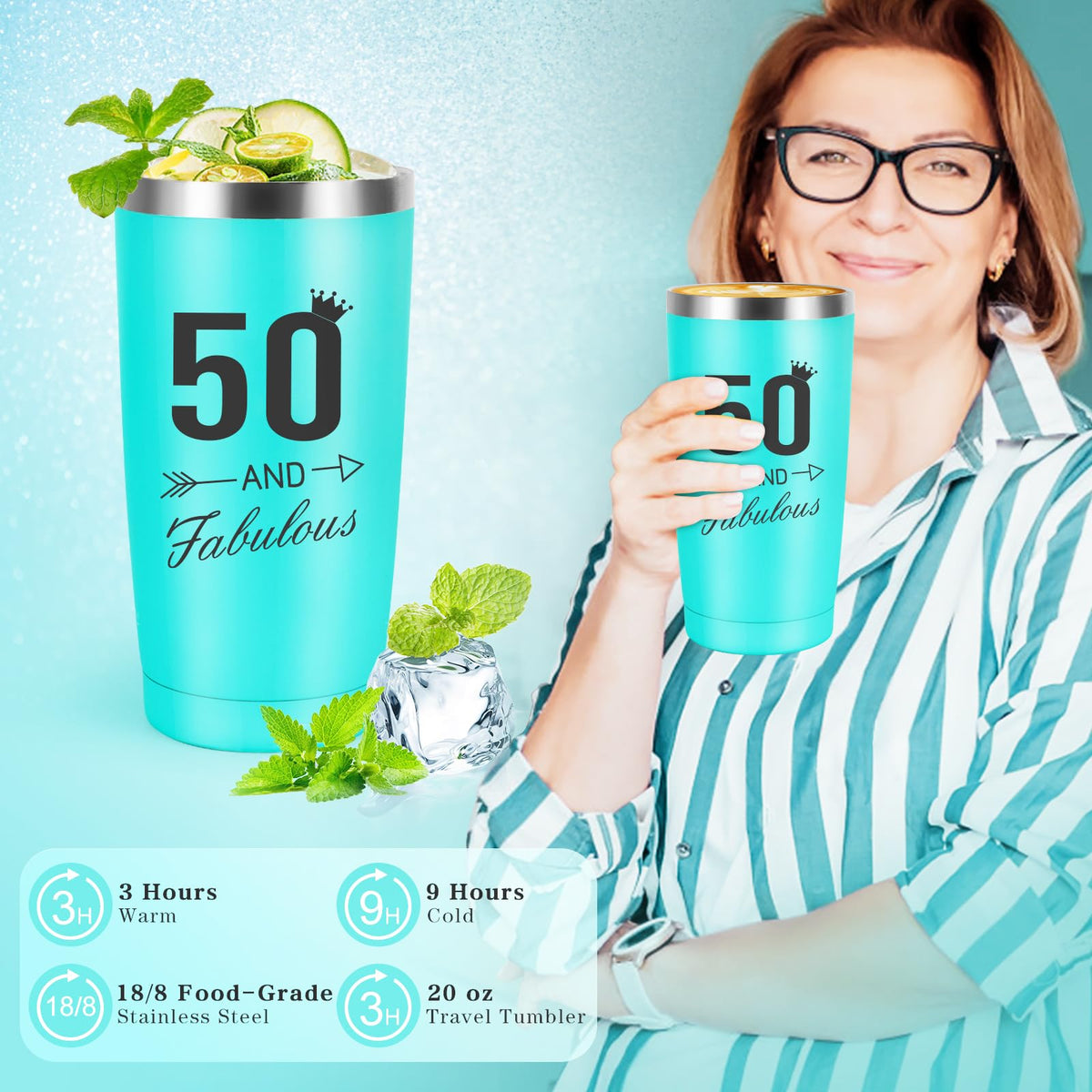 iAOVUEBY 50 and fabulous tumbler keeps beverages at the ideal temperature.