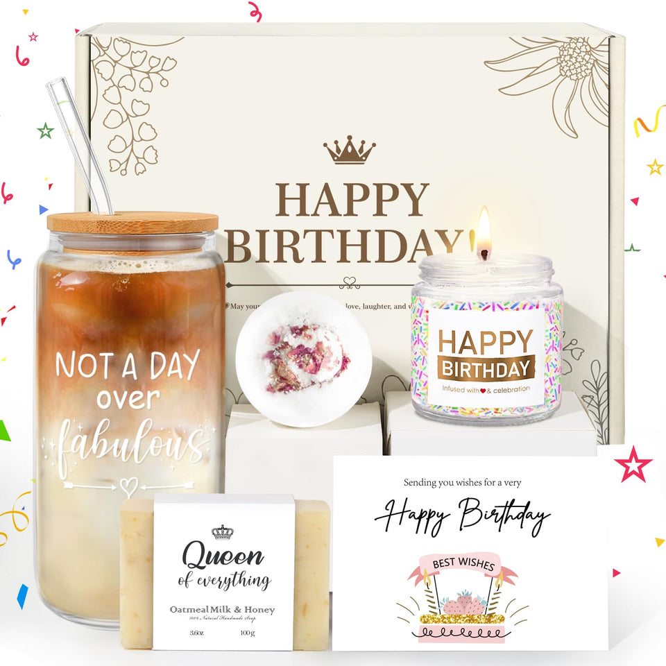 iAOVUEBY birthday gift box contents displayed, ready for gifting