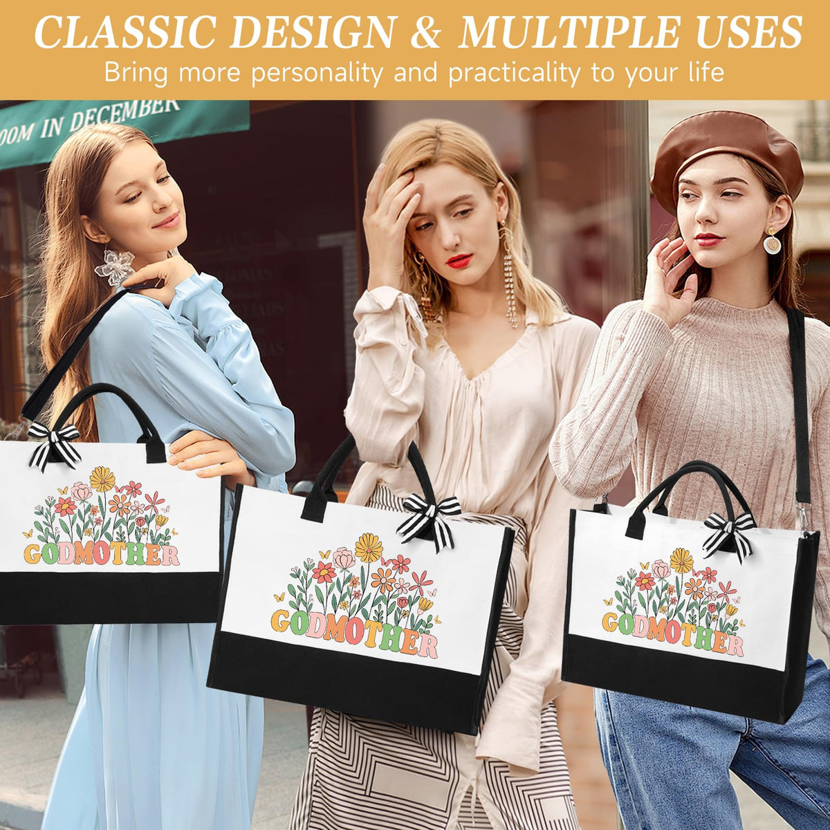 iAOVUEBY canvas tote bag with a spacious main compartment for daily carry