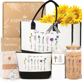 iAOVUEBY 16oz glass tumbler with faith-inspired design, ideal for daily coffee