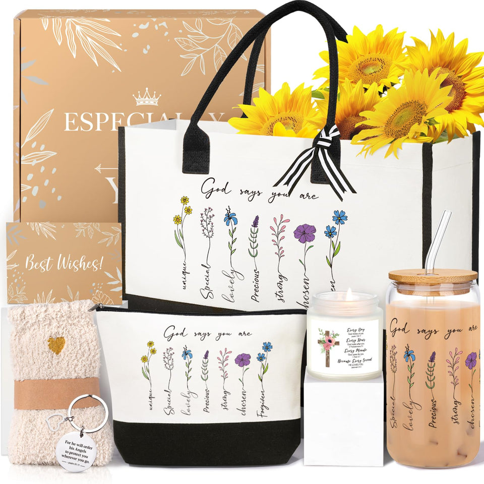 iAOVUEBY 16oz glass tumbler with faith-inspired design, ideal for daily coffee