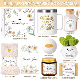 iAOVUEBY crochet cactus keepsake paired with tumbler for daily encouragement