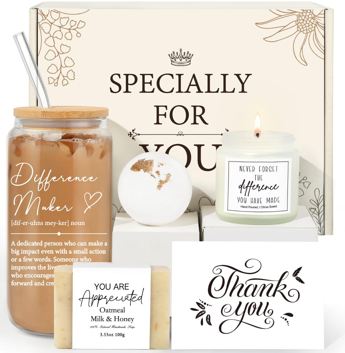 iaovueby Difference Maker glass cup shown as a durable daily-use keepsake.