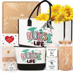 iAOVUEBY nurse gifts canvas tote bag for daily use and organization.