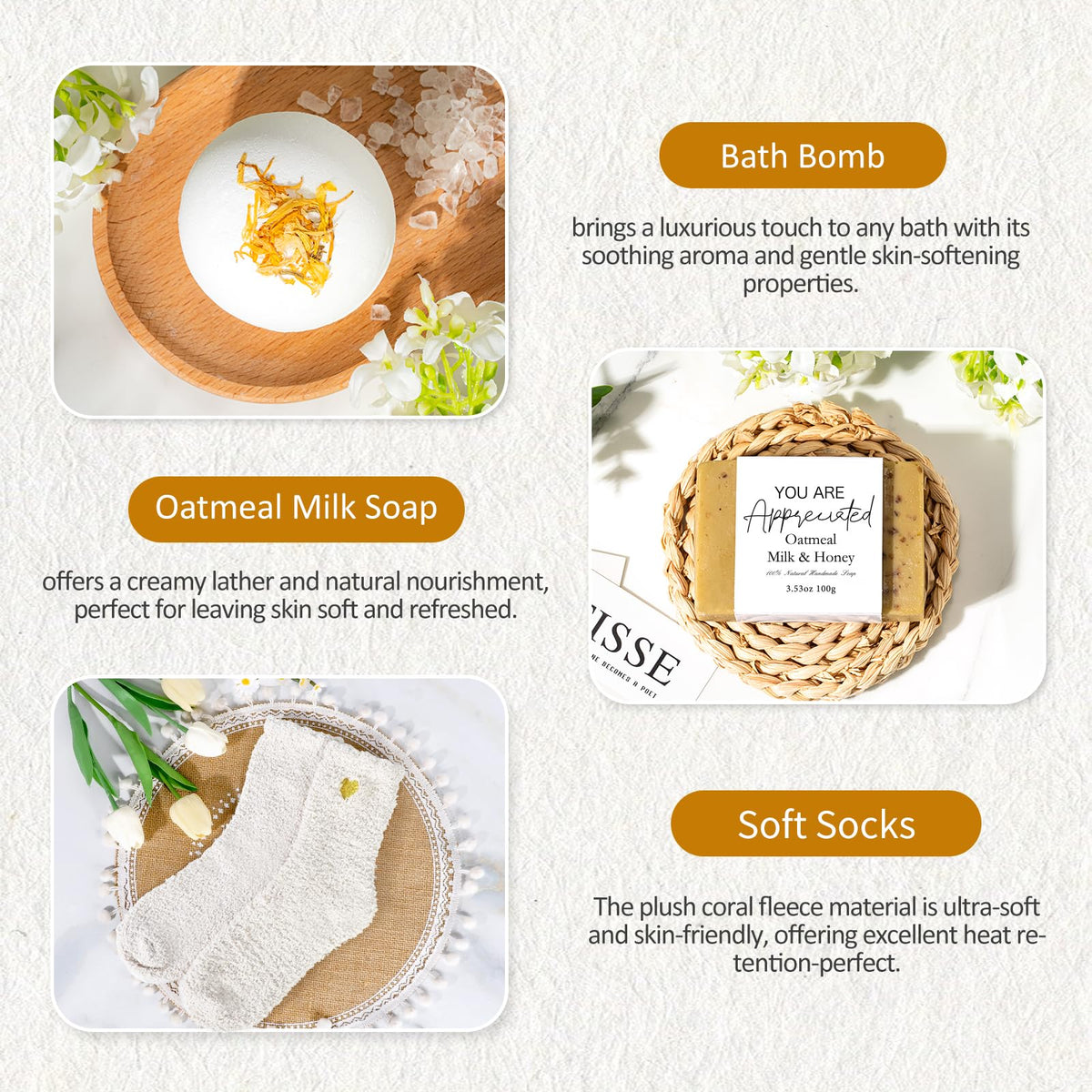 iAOVUEBY Rose bath bomb for relaxing moments with beyond grateful sticker