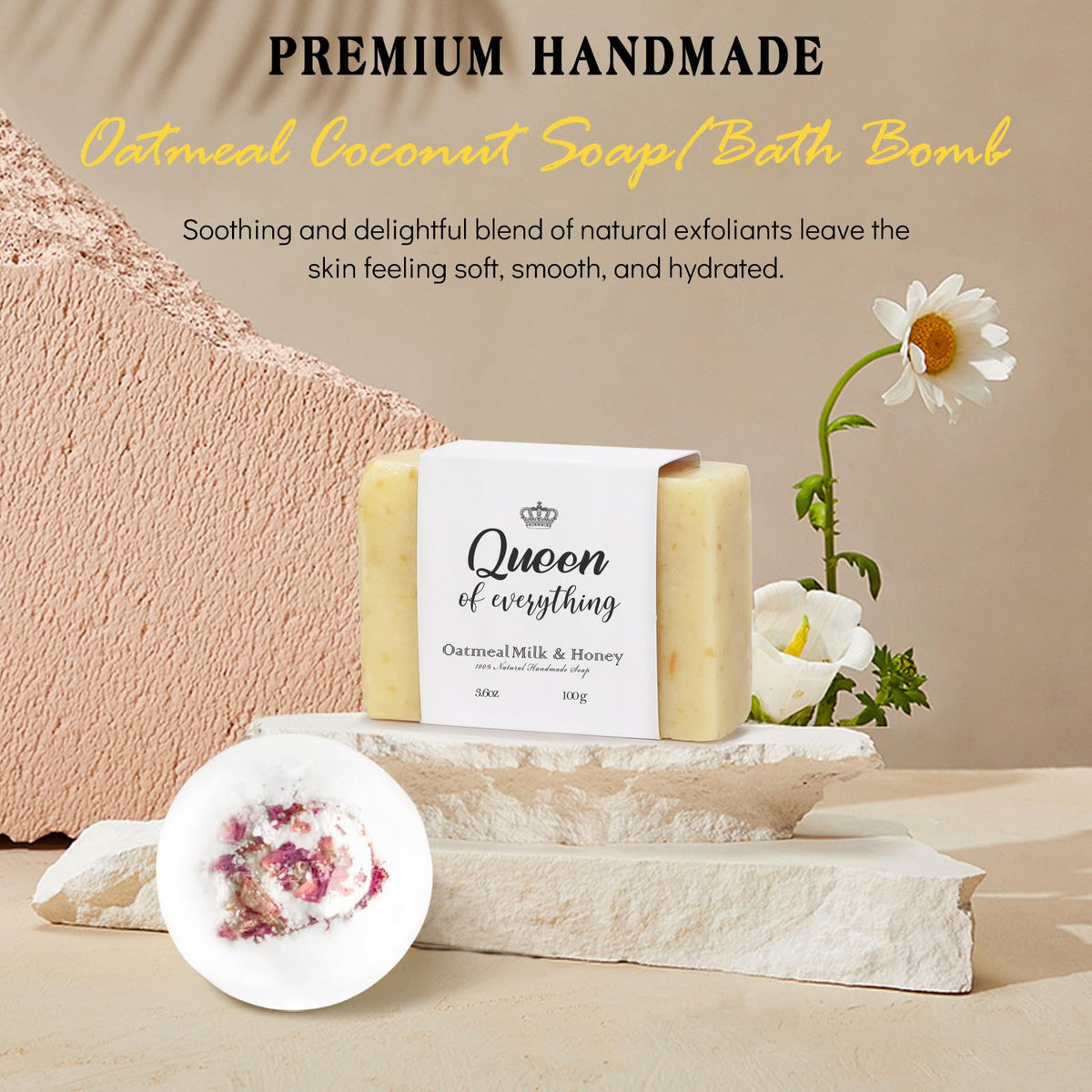 iAOVUEBY rose bath bomb close-up, fragrant relaxation with rose notes