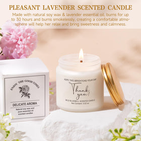 iaovueby scented candle, creates a calming atmosphere with soft candlelight.