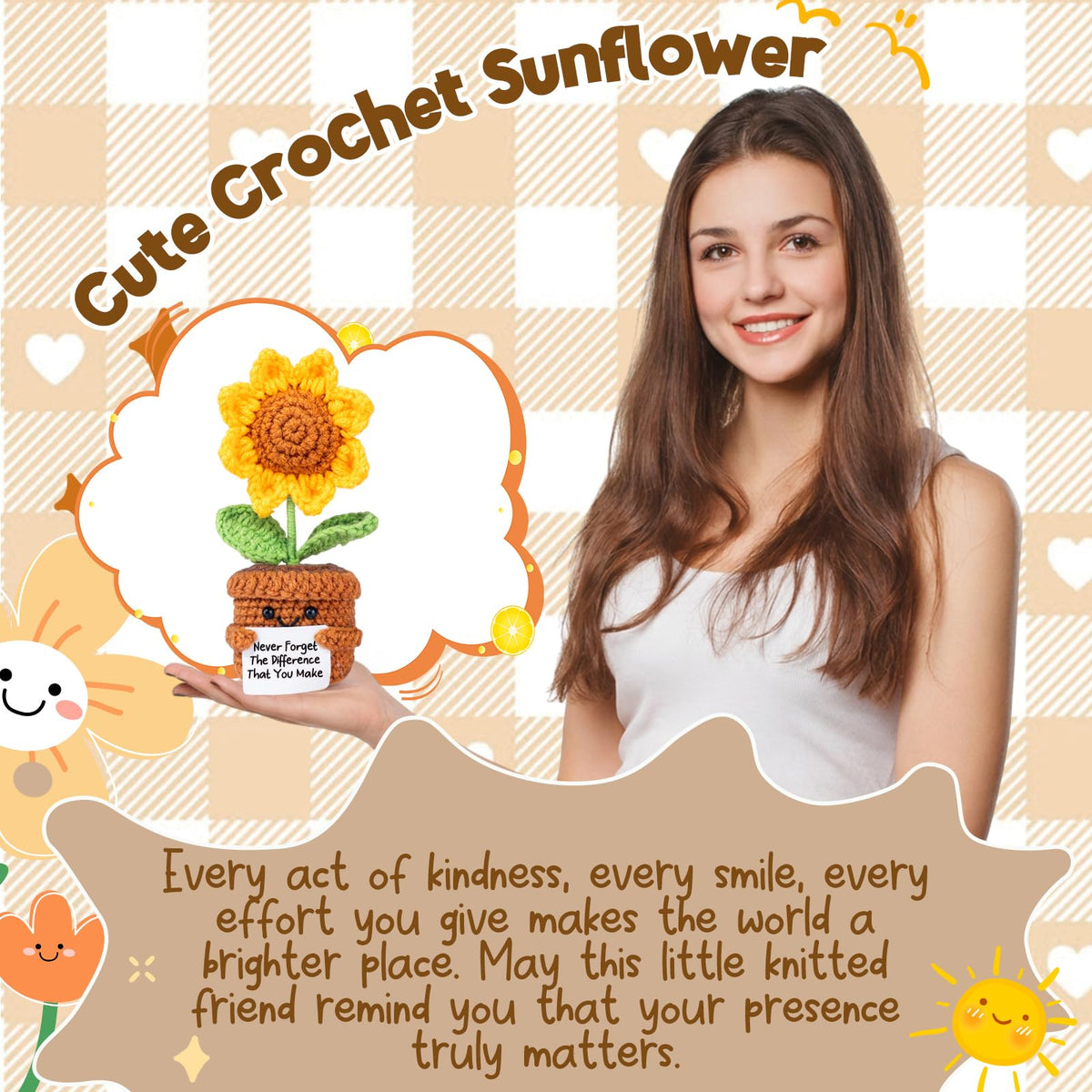 iAOVUEBY crochet sunflower décor, cheerful desk accent gifting.