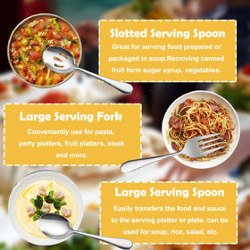IAXSEE large serving forks catch the light while serving at a catered event