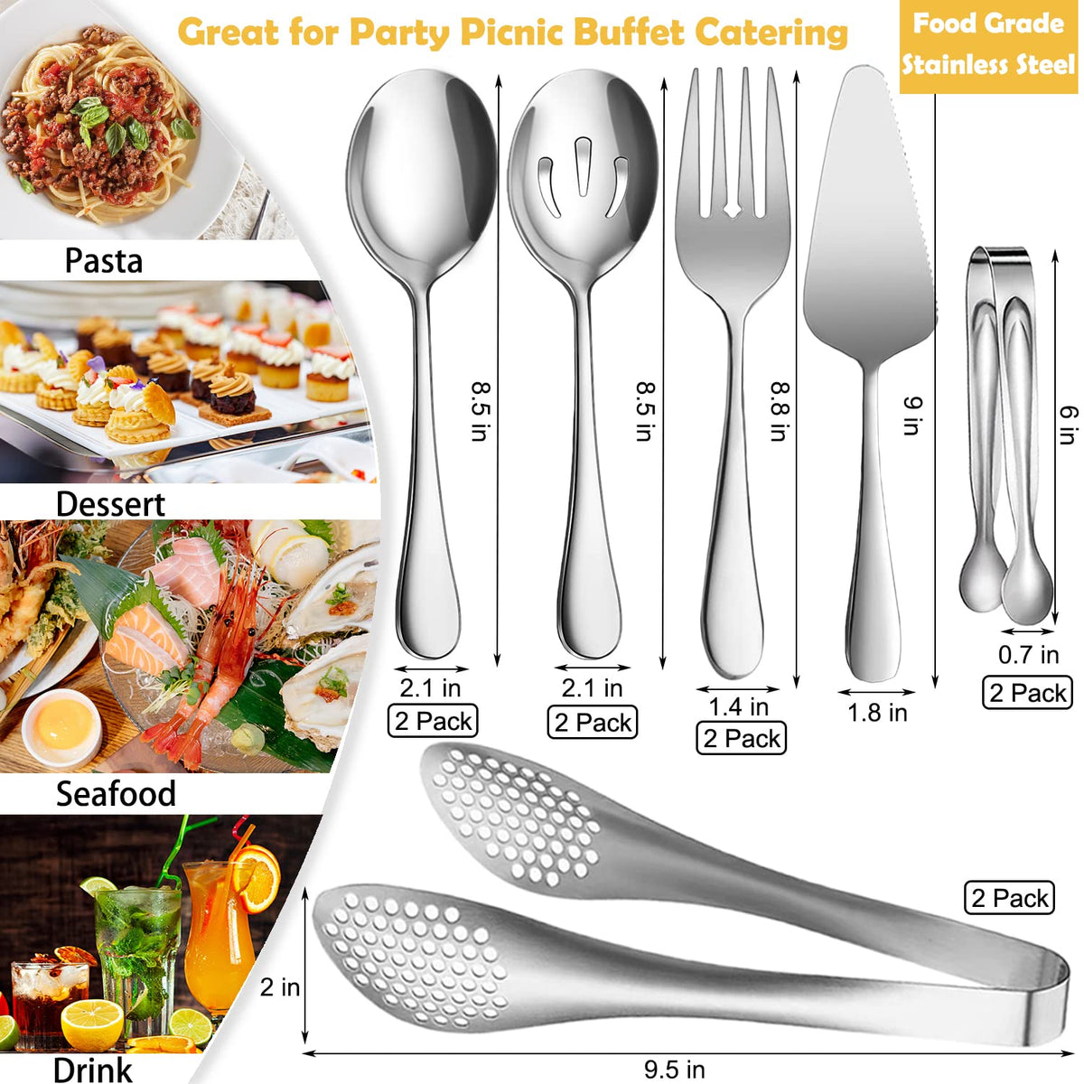 IAXSEE large serving spoons shown gleaming with a mirror finish for family gatherings