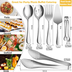 IAXSEE large serving spoons shown gleaming with a mirror finish for family gatherings