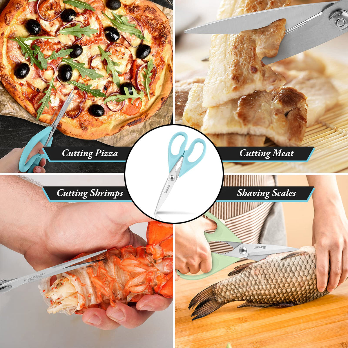 iBayam kitchen shears cutting packaging bags and more