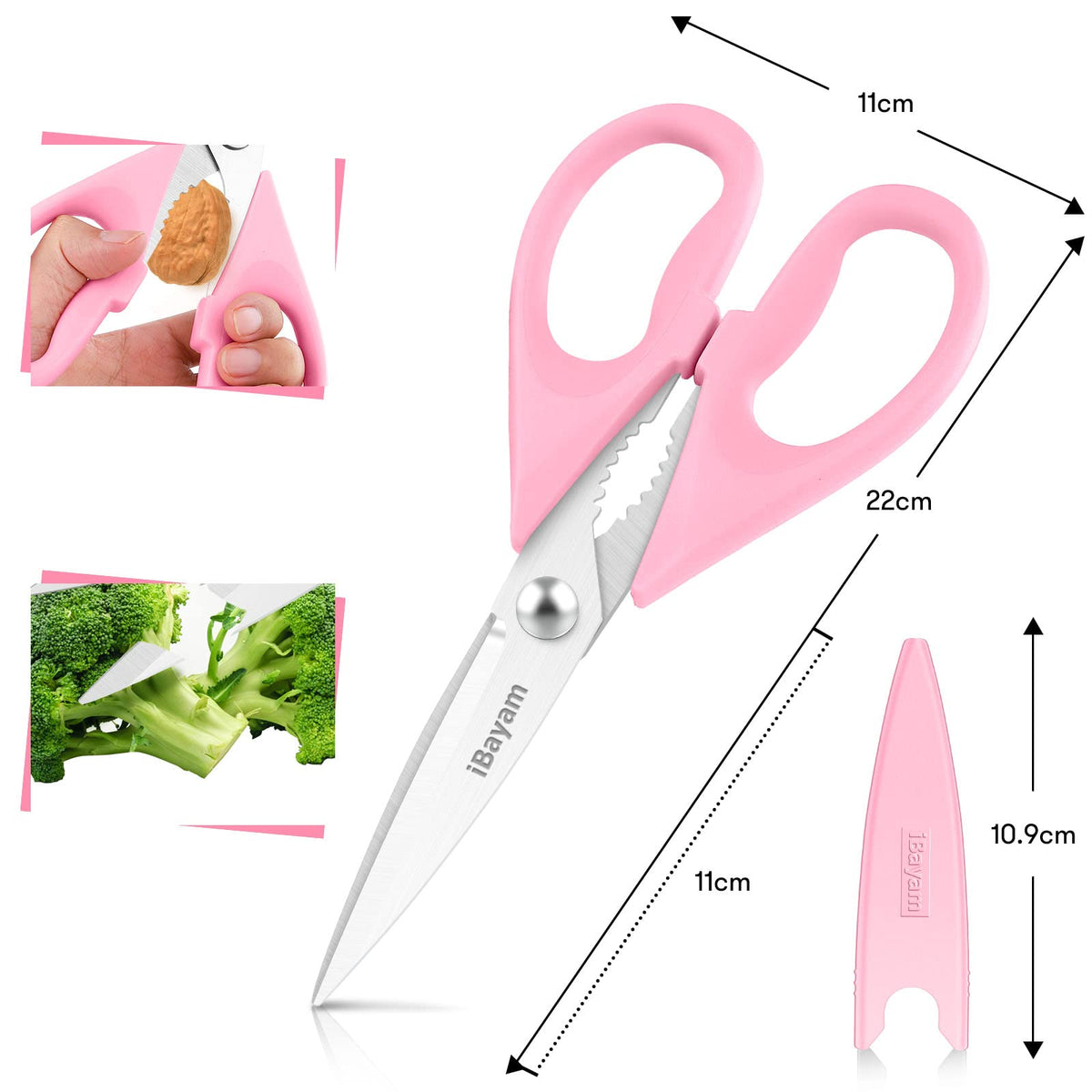 iBayam stainless steel blades close-up showing sharp durable cuts