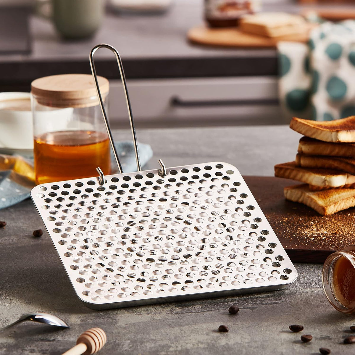 Ibili foldable tin plate toaster folded handle for travel