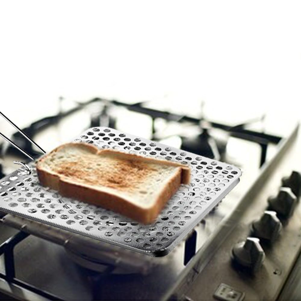 Ibili foldable tin plate toaster on stovetop for even toast