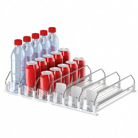 IBORING drink organizer in fridge with front-face pusher for easy access to cans