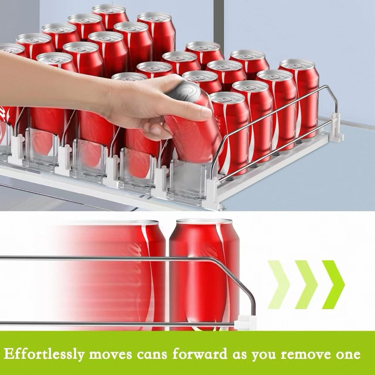 IBORING fridge drink dispenser showing six adjustable rows for 30-cup capacity