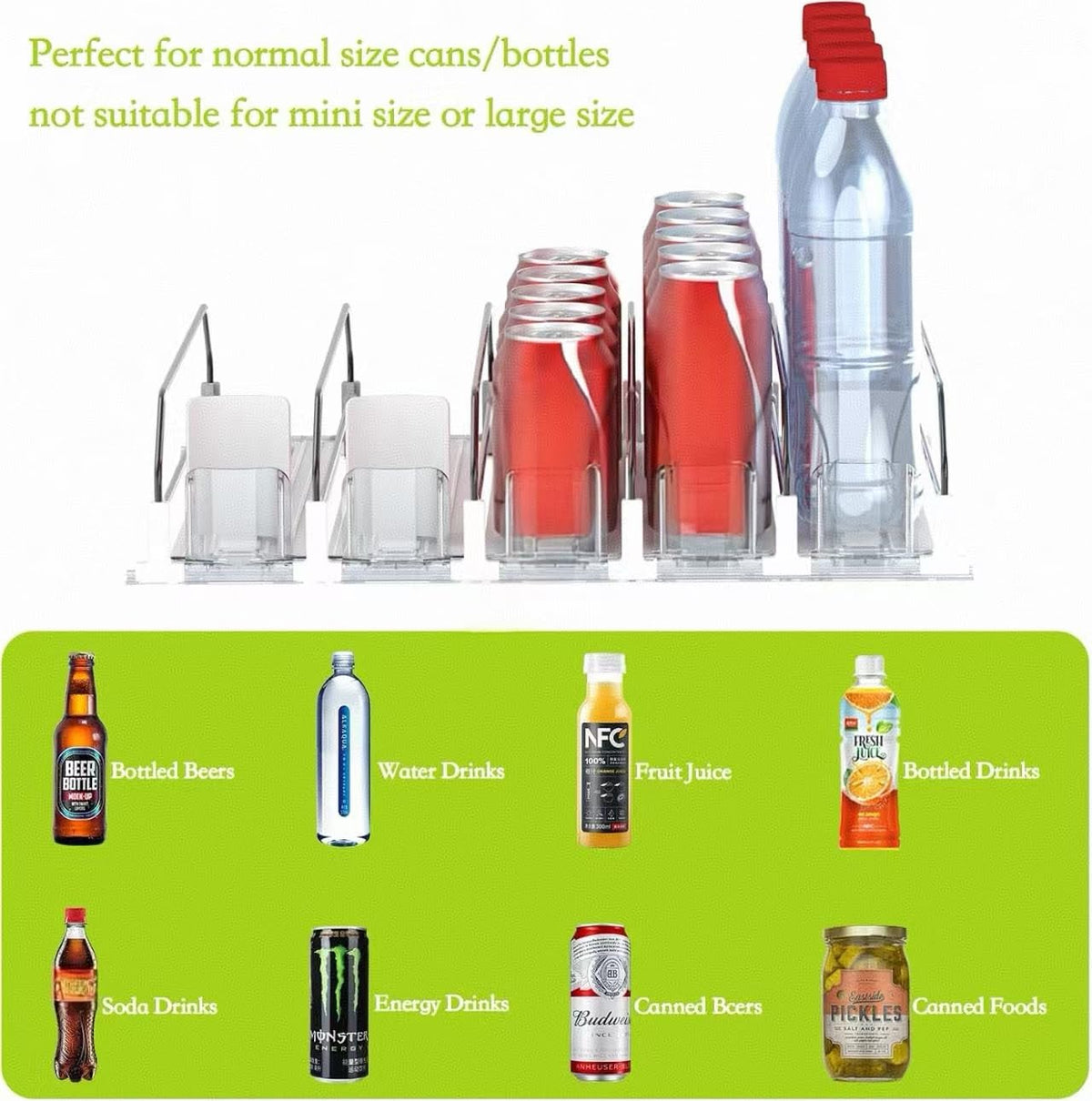 IBORING fridge organizer features rust-resistant metal partitions for durability