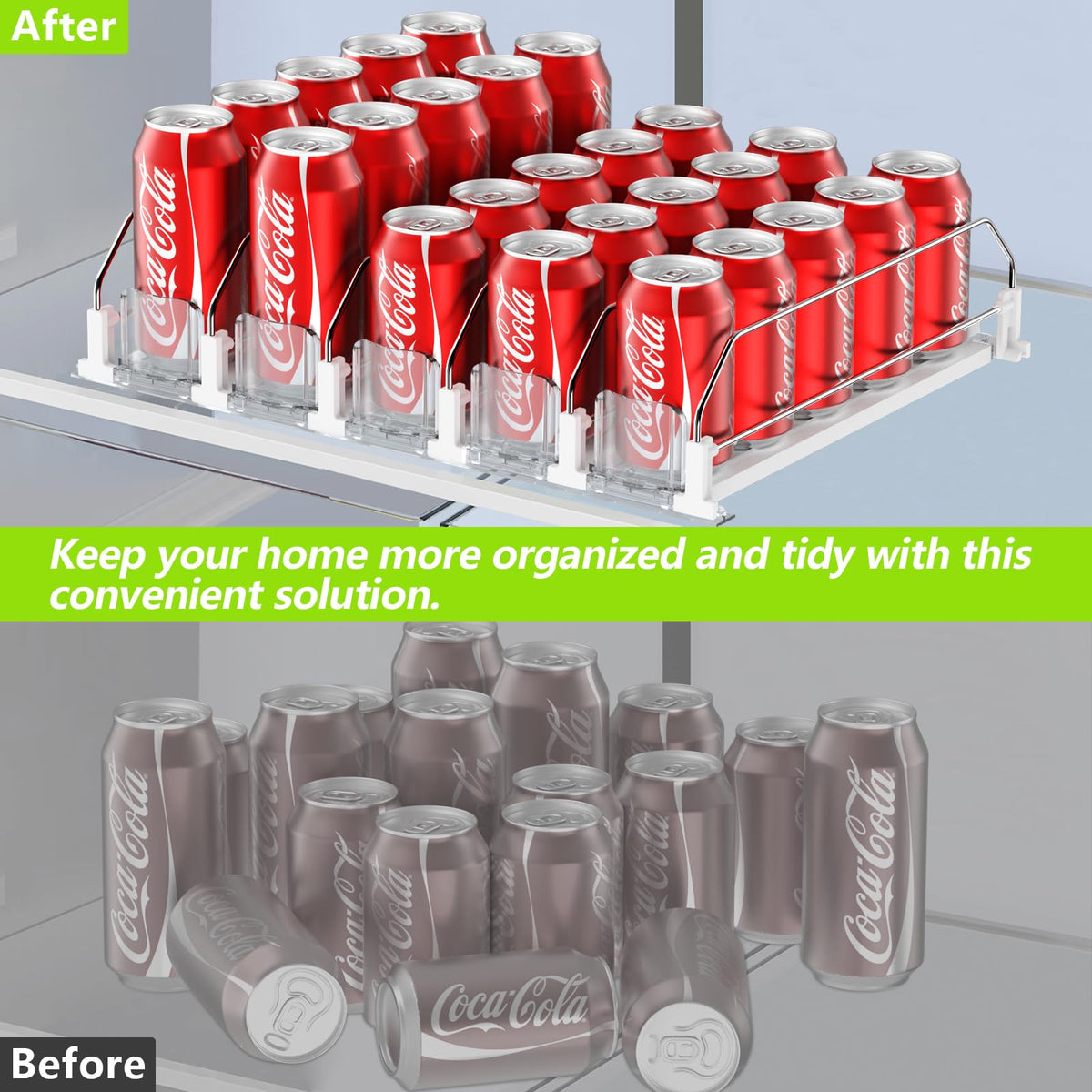 IBORING adjustable width keeps the organizer fitting different fridge sizes.