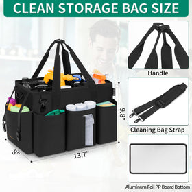 IBVIVIC cleaning organizer tote in black helps cleaners transport tools.