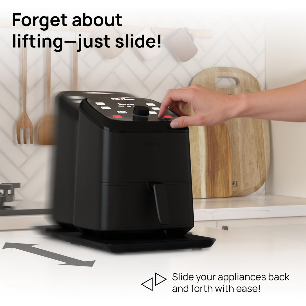 Ibyx Elegant Appliance Slider bamboo finish close-up showing premium build.