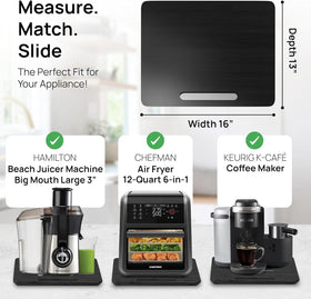 Ibyx Elegant Appliance Slider black finish blends with modern kitchen decor