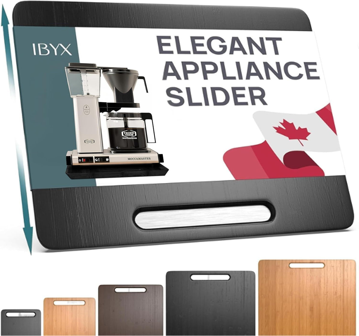 Ibyx Elegant Appliance Slider with smooth glide for easy, quiet countertop access