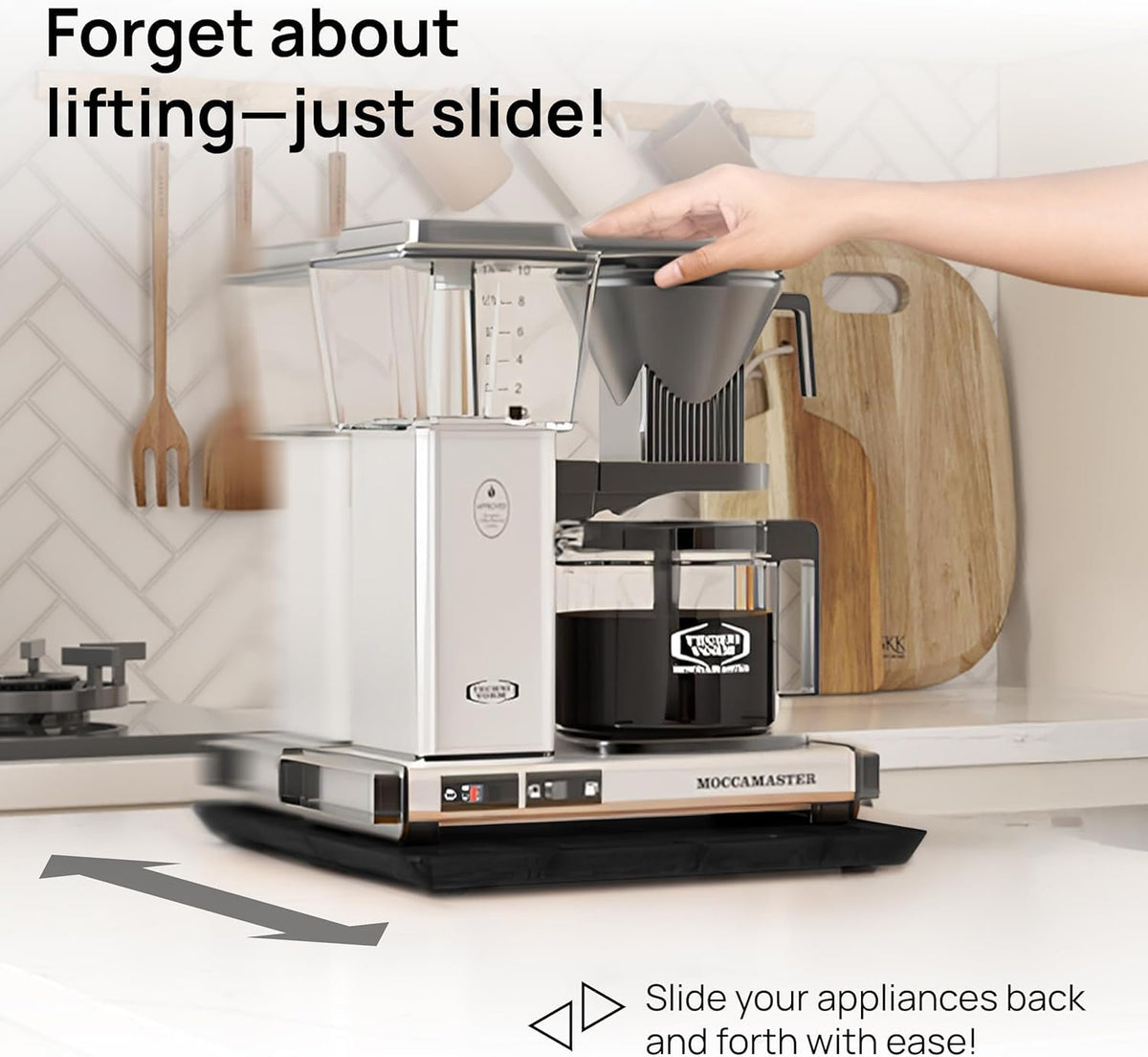 Ibyx Bamboo finish appliance slider protects surfaces while sliding smoothly