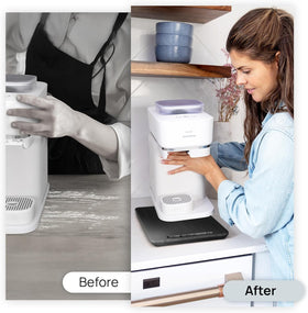 Ibyx slider makes toaster ovens easily accessible with a gentle pull.