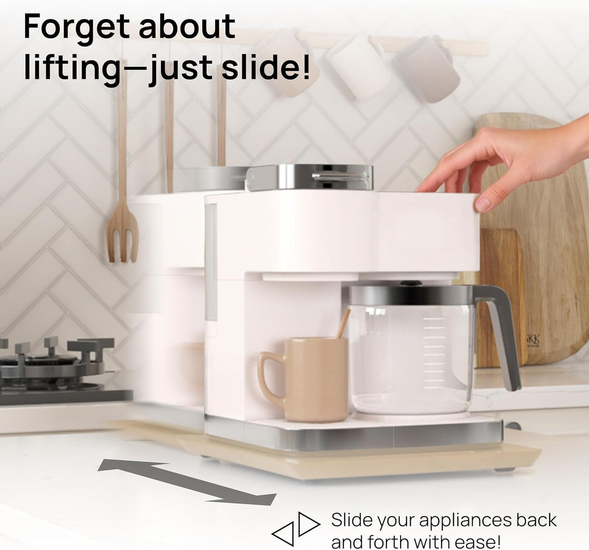 Ibyx Elegant Appliance Slider under-cabinet access for quick appliance use.