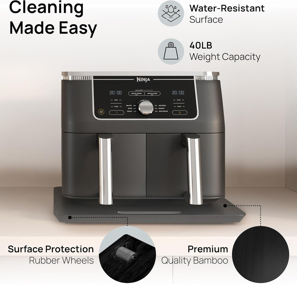 Ibyx Elegant Appliance Slider under-cabinet access reduces reaching strain during busy mornings