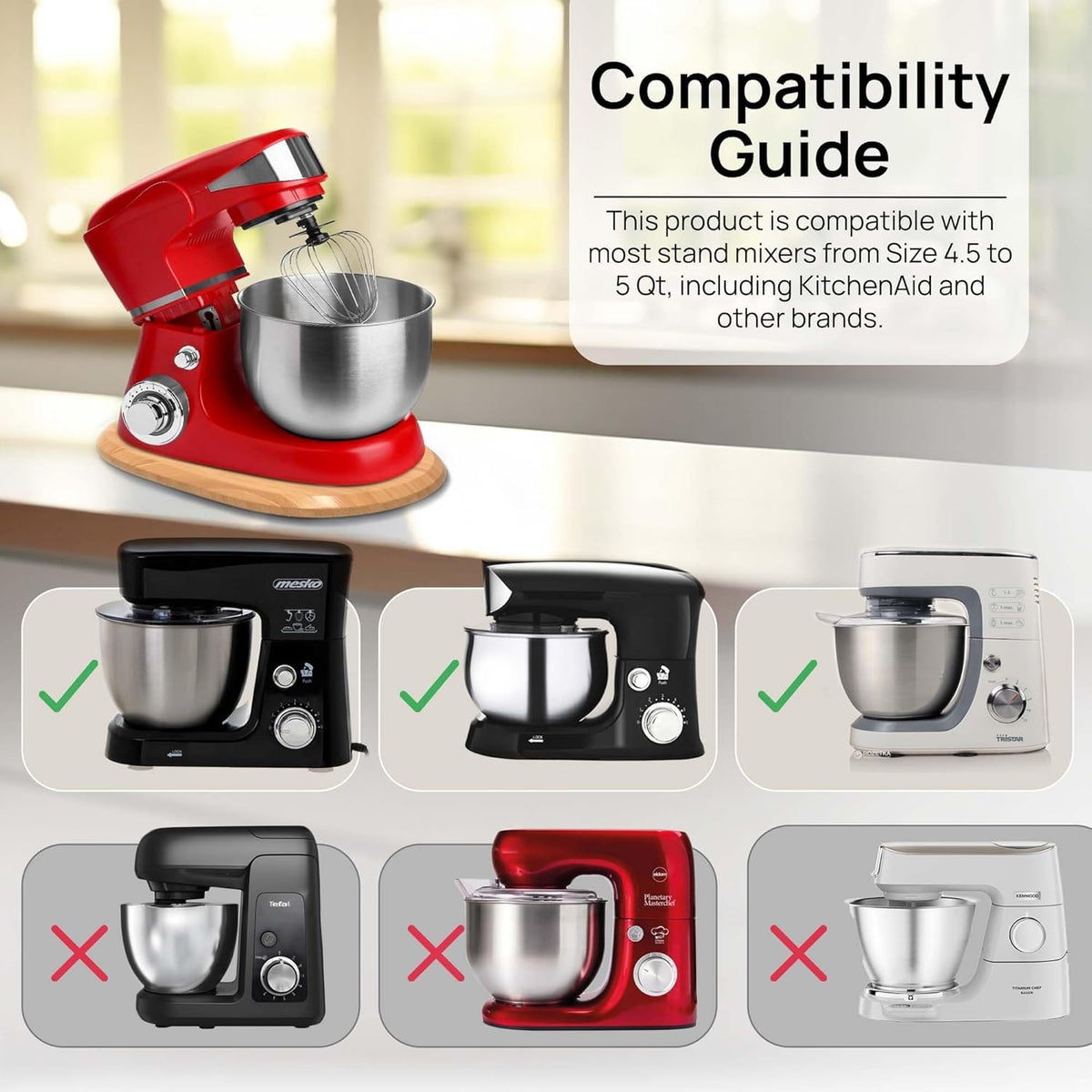 Compact design of Ibyx Slider fits 4.5 Qt mixers