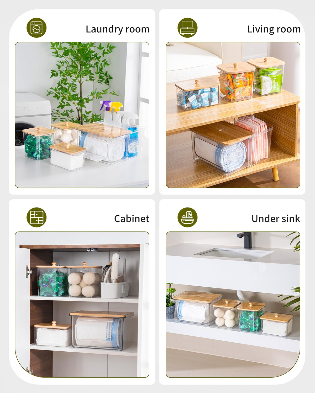 iCASA kitchen pantry organizer on countertop keeps items tidy