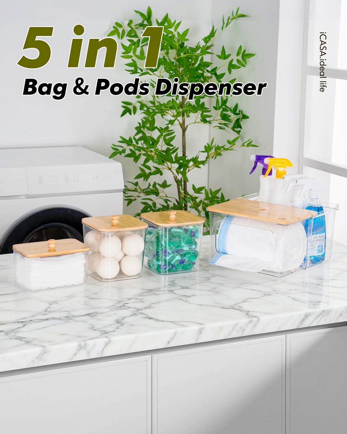 iCASA laundry pods container duo shown as two-pack canisters for organized pods