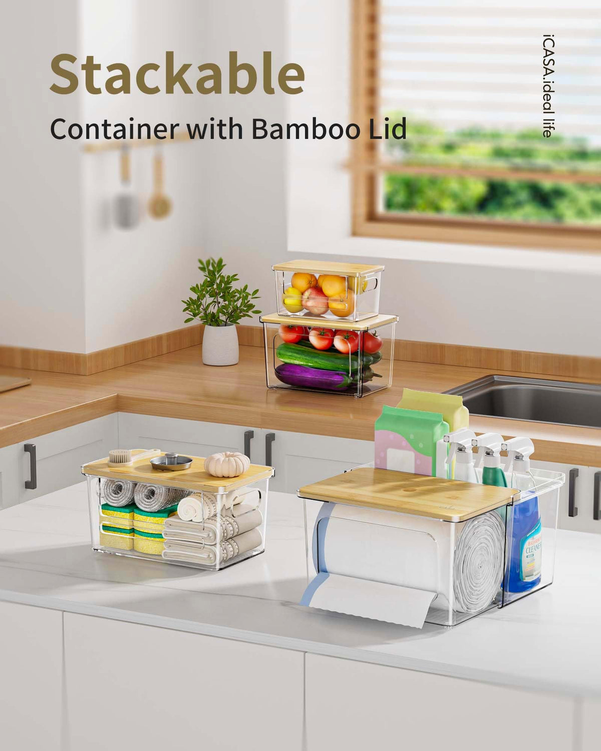 iCASA flat bamboo lid doubles as extra work surface.
