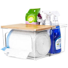 iCASA trash bag dispenser under sink assembly showing slim design for organized storage