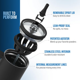 Ice Shaker insulated stainless steel body keeps drinks cooler longer.