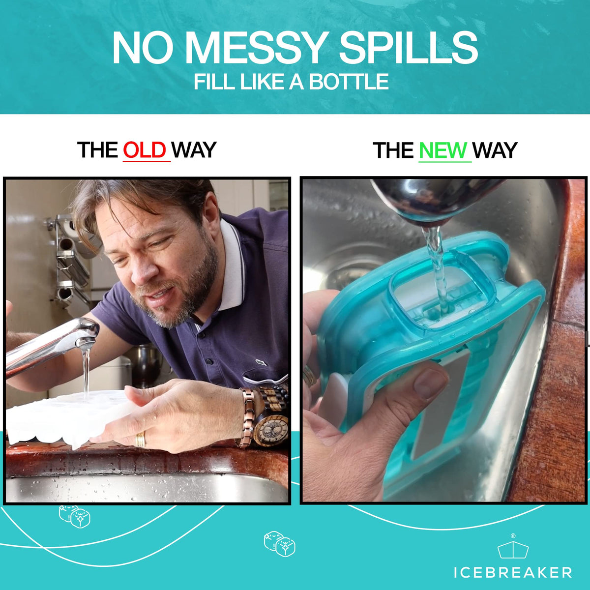 ICEBREAKER airtight silicone mold prevents freezer odors from affecting ice.