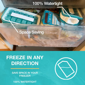 ICEBREAKER tray works in any freezer orientation for spill-free use.