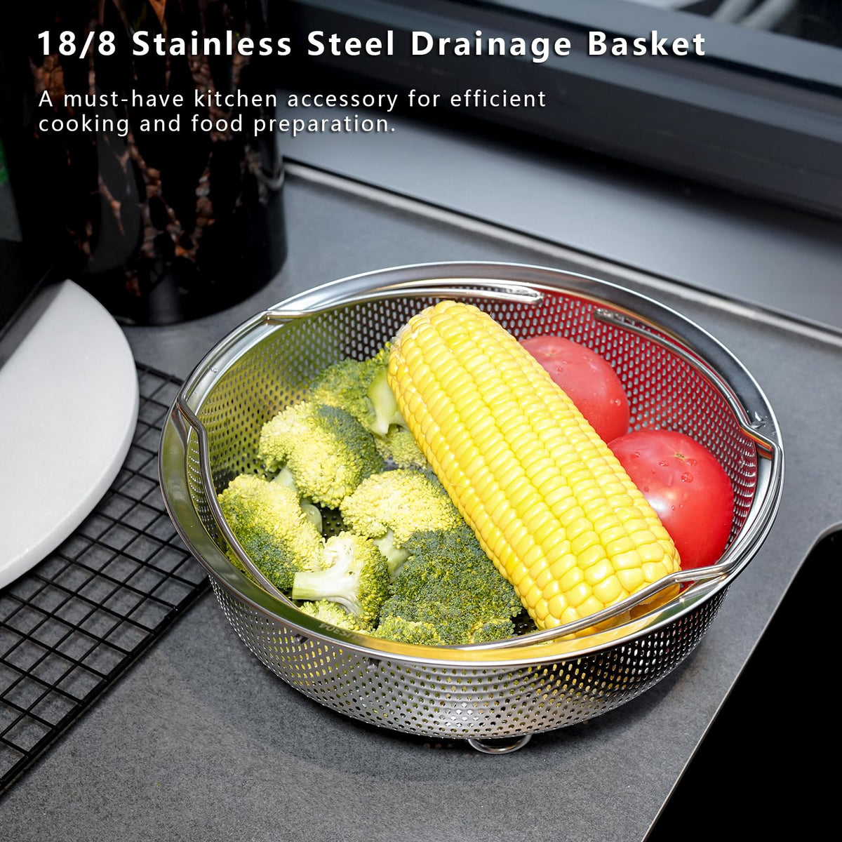 ICEICE steamer basket uses 18/8 stainless steel for long-lasting performance.