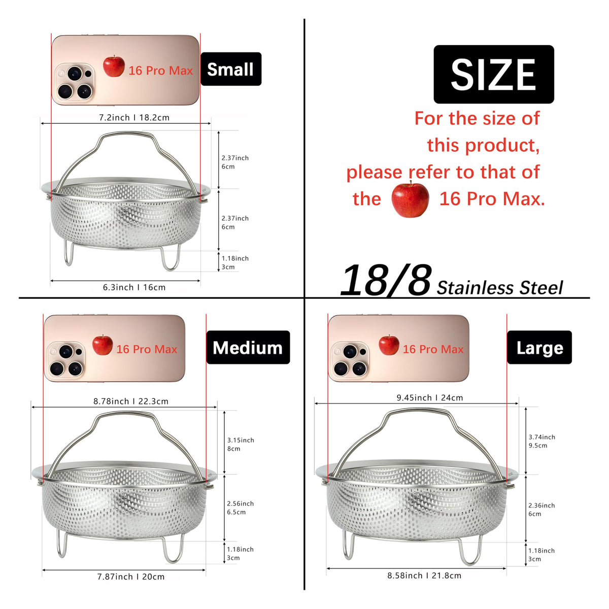 ICEICE steamer basket multipurpose doubles as rice washer and pot strainer.