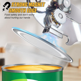 ICEKATI can opener features magnet to lift lid after cutting for safe disposal.